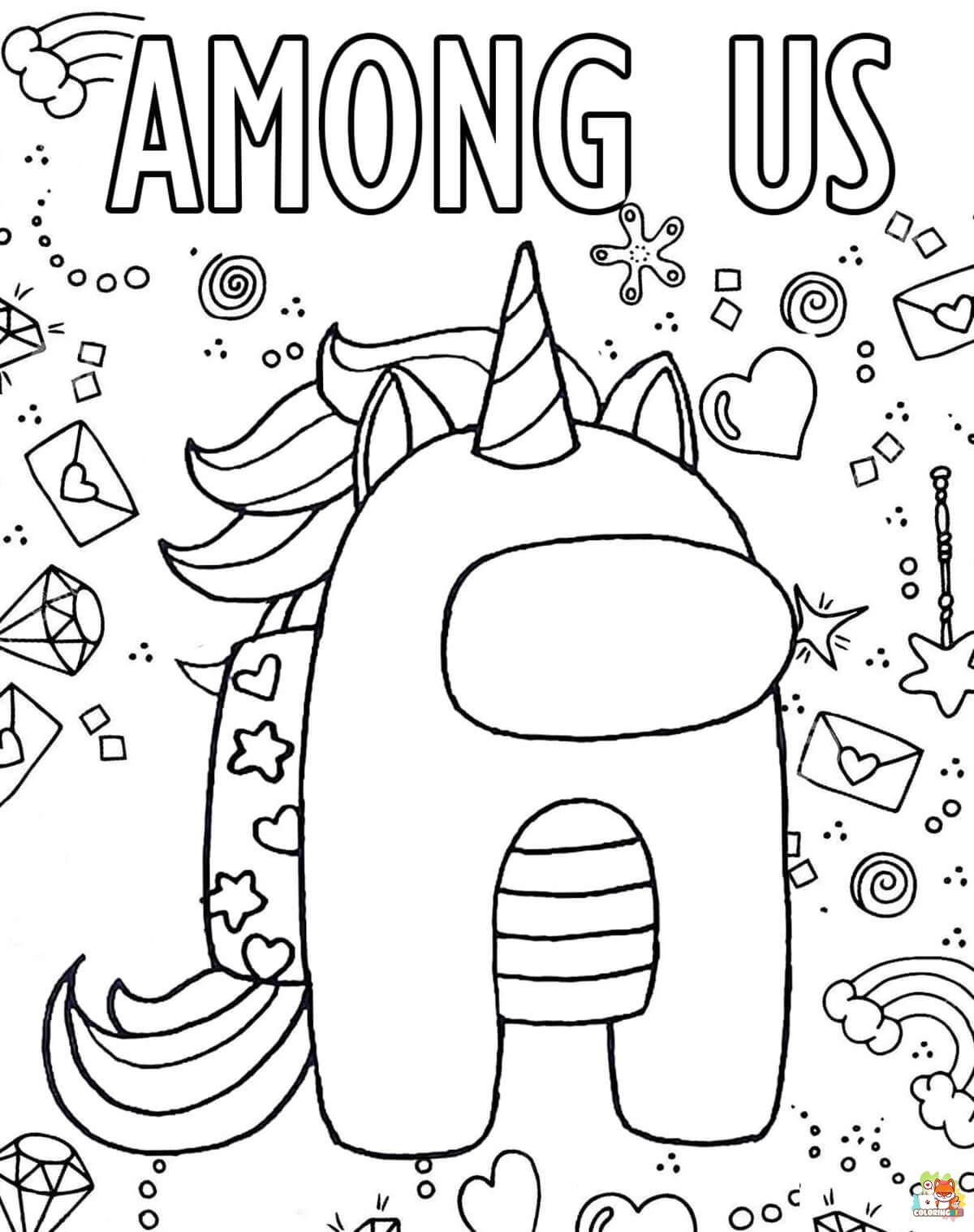 Among Us Unicorn Coloring Pages 1