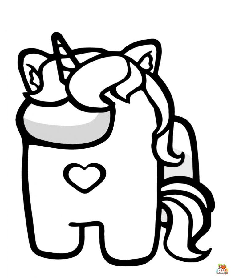 Among Us Unicorn Coloring Pages 2
