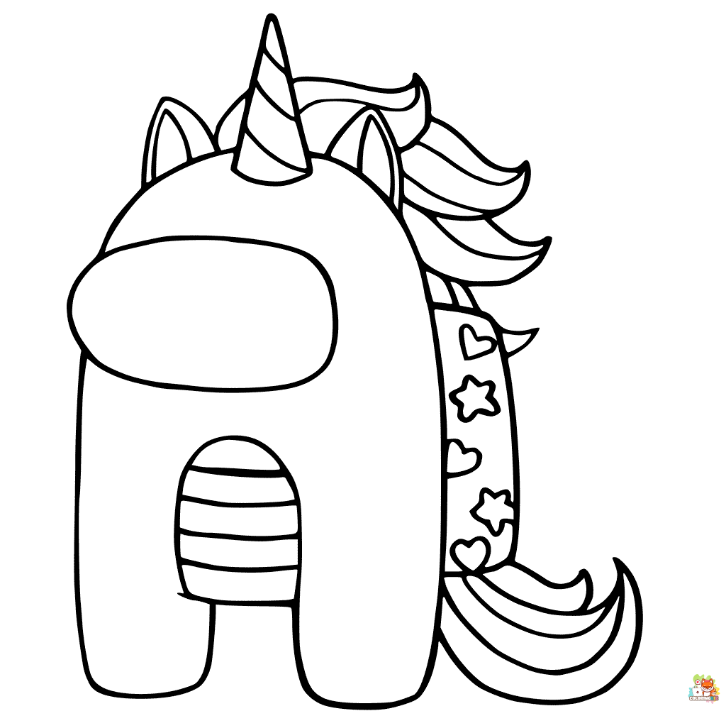 Among Us Unicorn Coloring Pages 5
