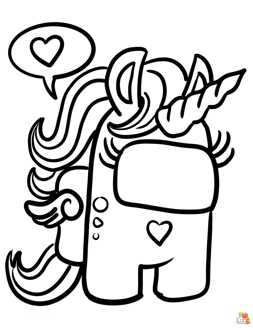 Among Us Unicorn Coloring Pages 8