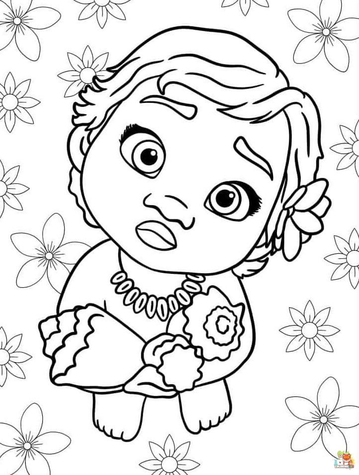 Baby Moana Coloring Pages 2