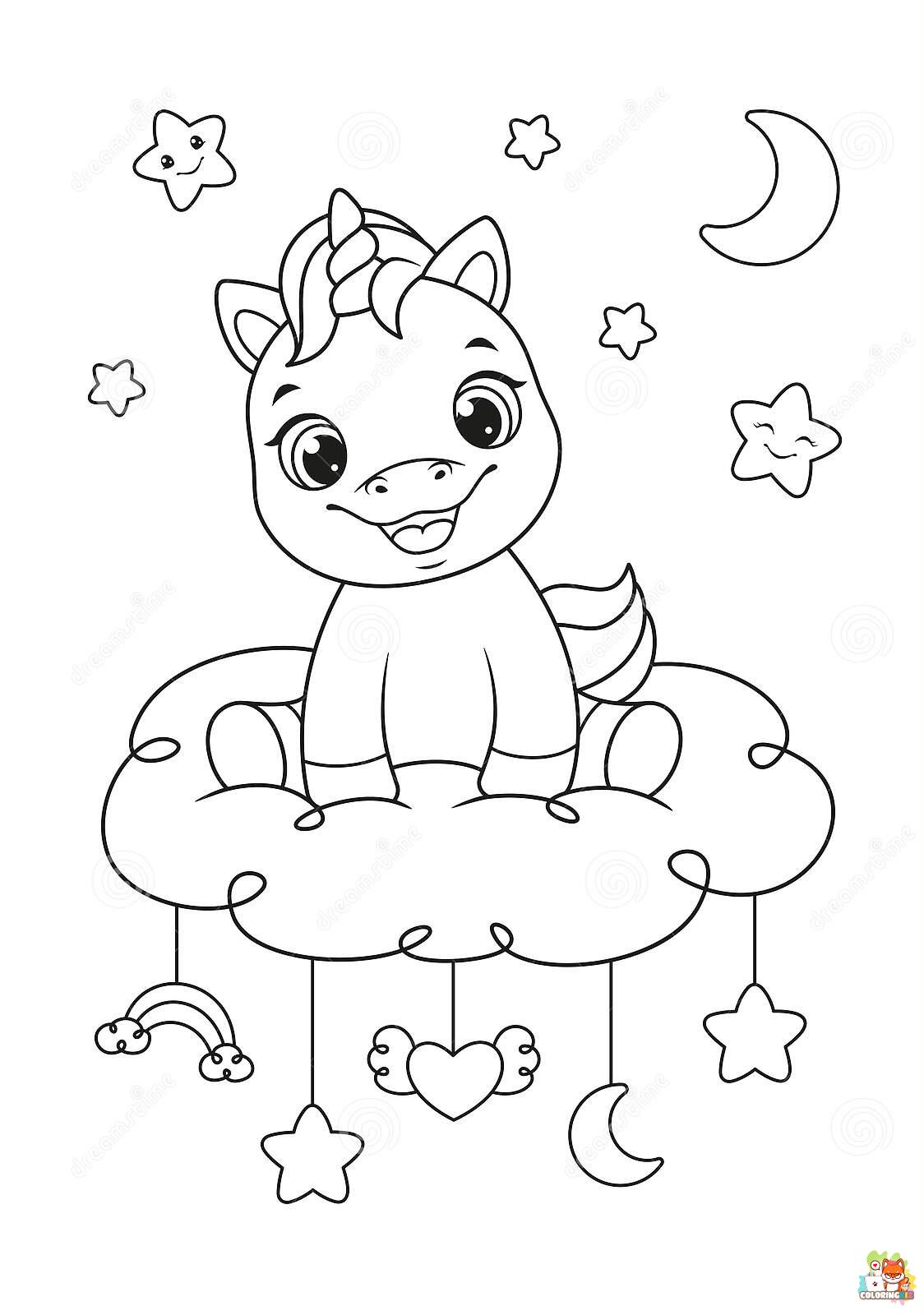 Baby Unicorn Coloring Pages 10