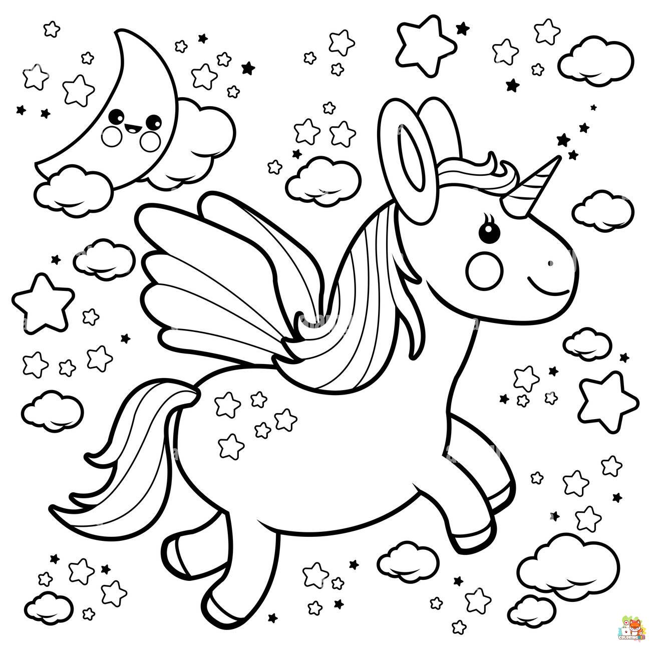 Baby Unicorn Flying Coloring Pages 2