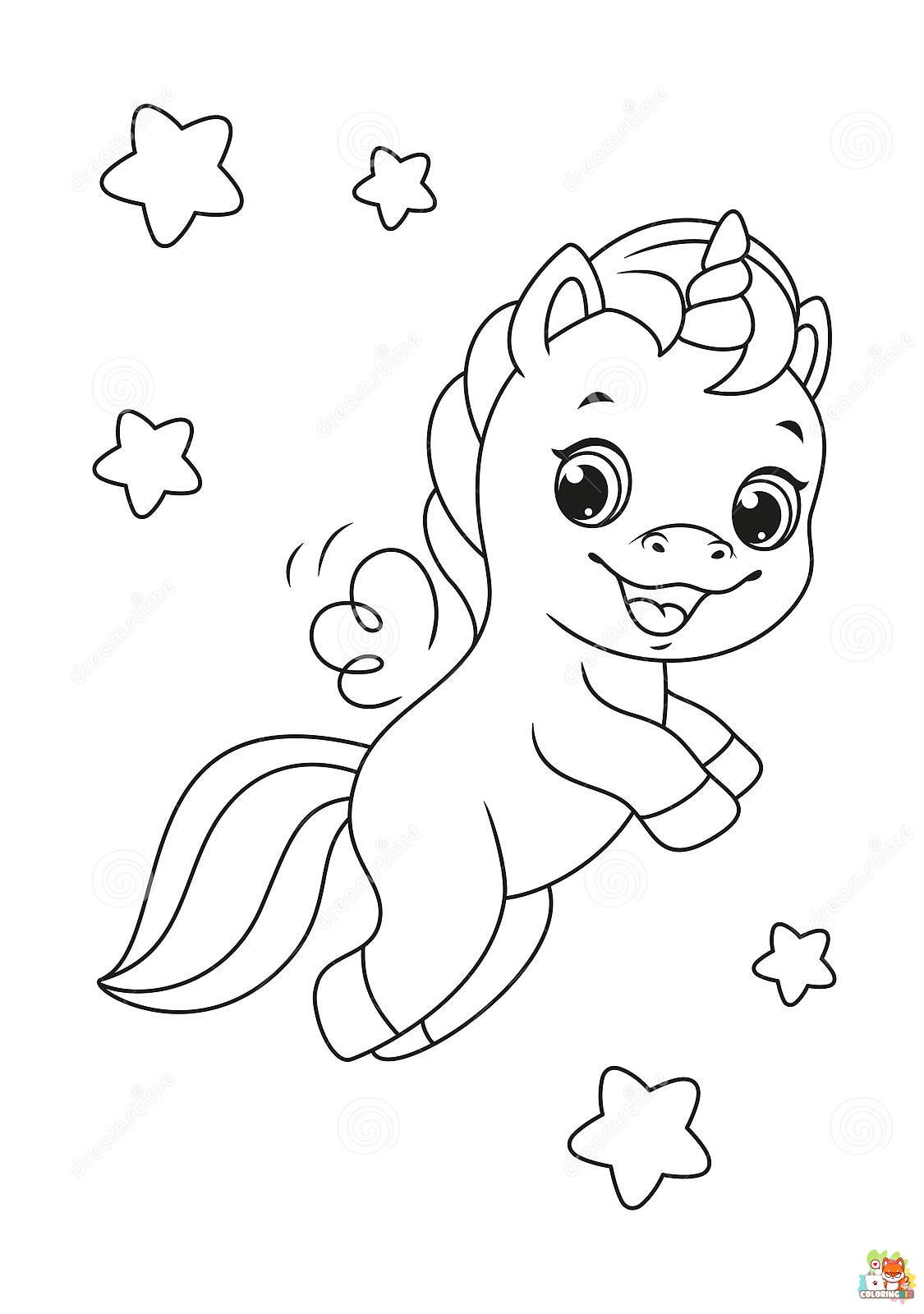 Baby Unicorn Flying Coloring Pages 3