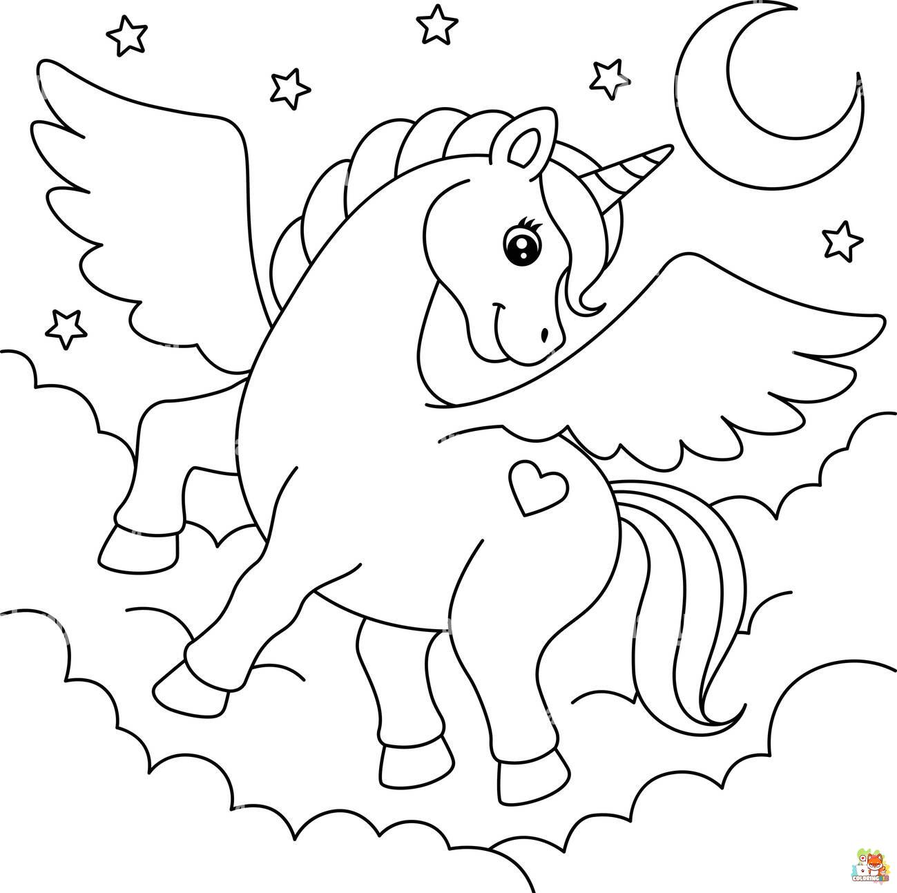 Baby Unicorn Flying Coloring Pages 4