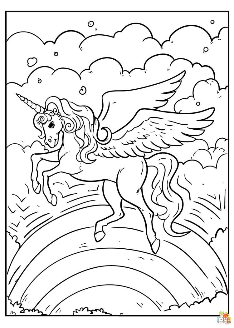 Baby Unicorn Flying Coloring Pages 7