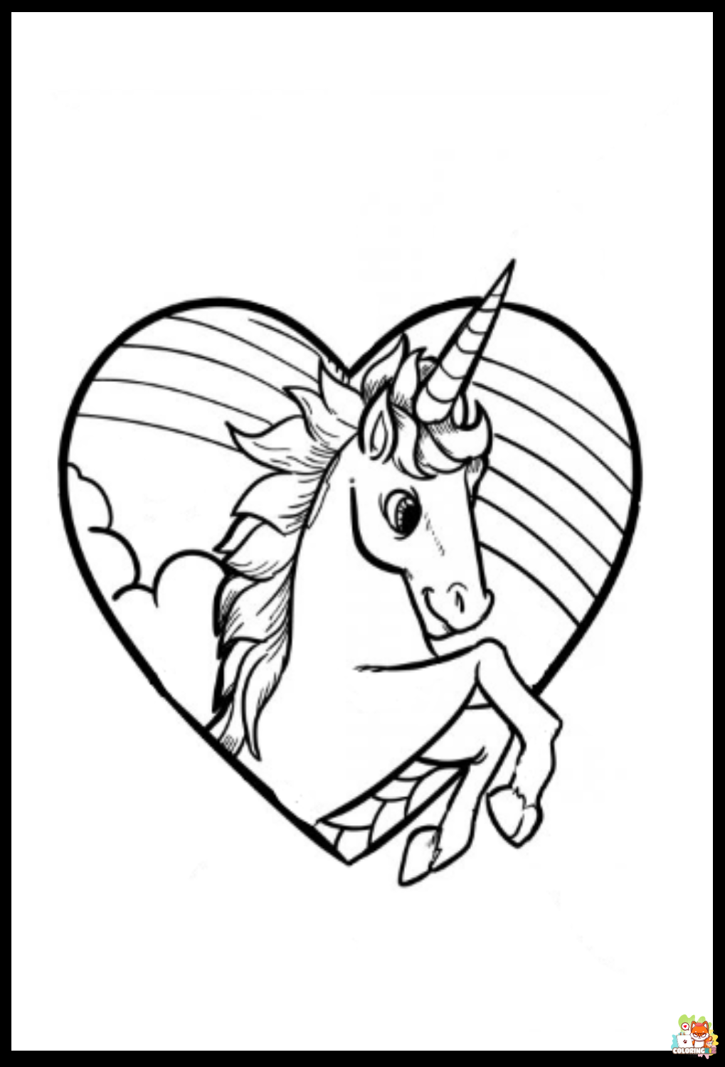 Baby Unicorn In Magical Sky Coloring Pages 1