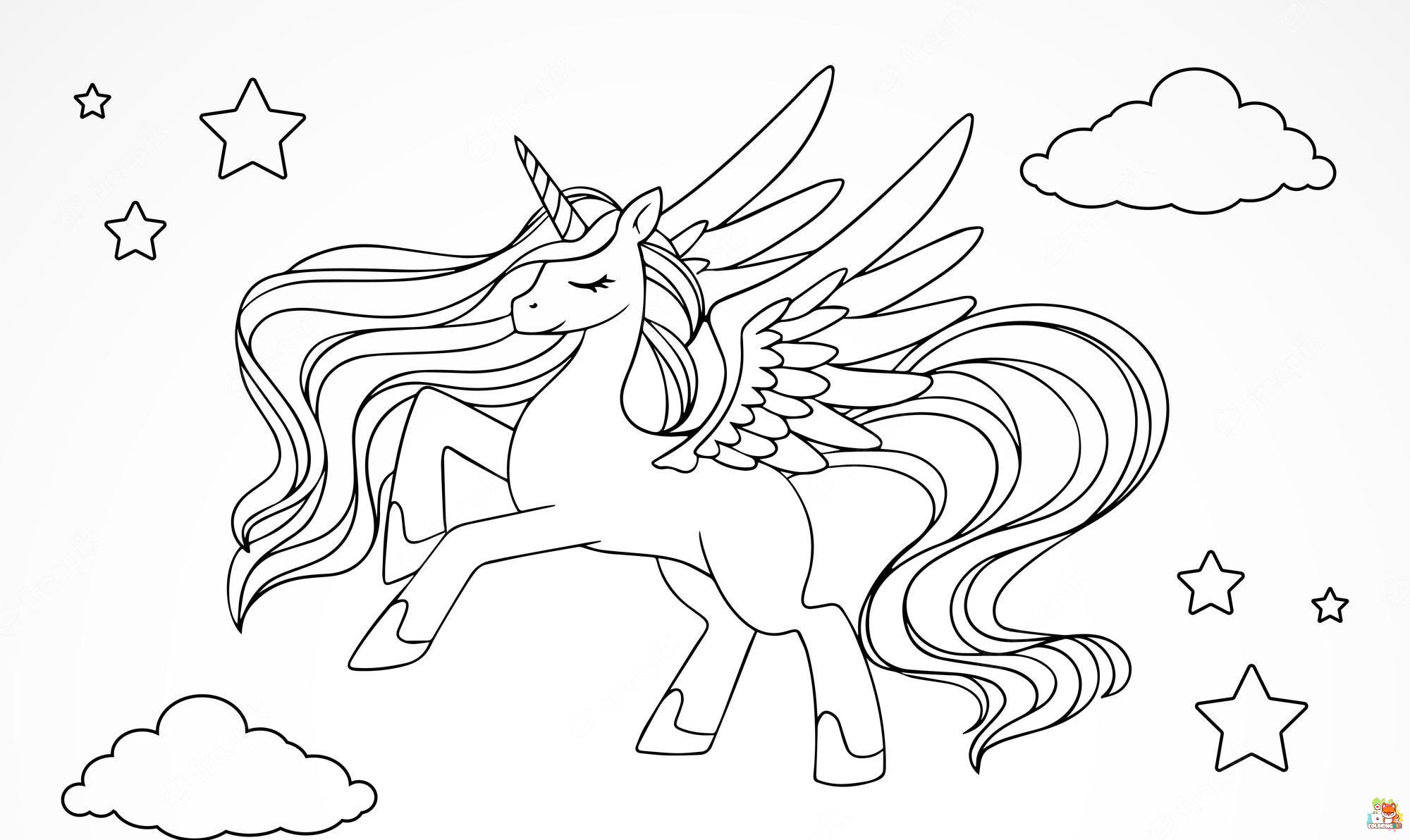 Baby Unicorn In Magical Sky Coloring Pages 11