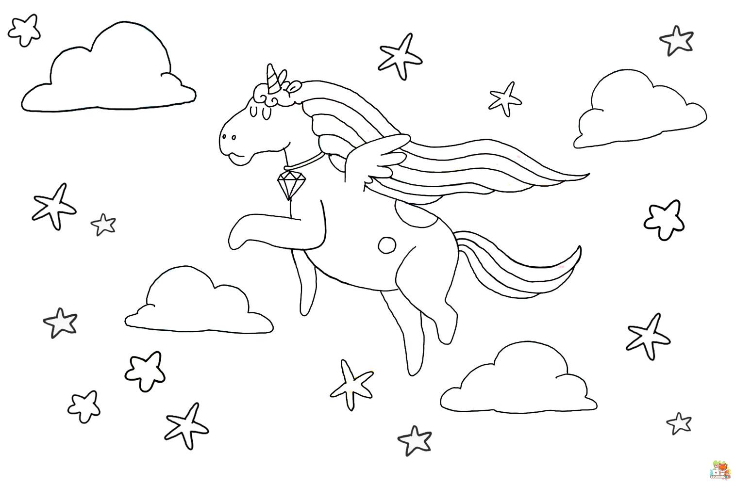 Baby Unicorn In Magical Sky Coloring Pages 12