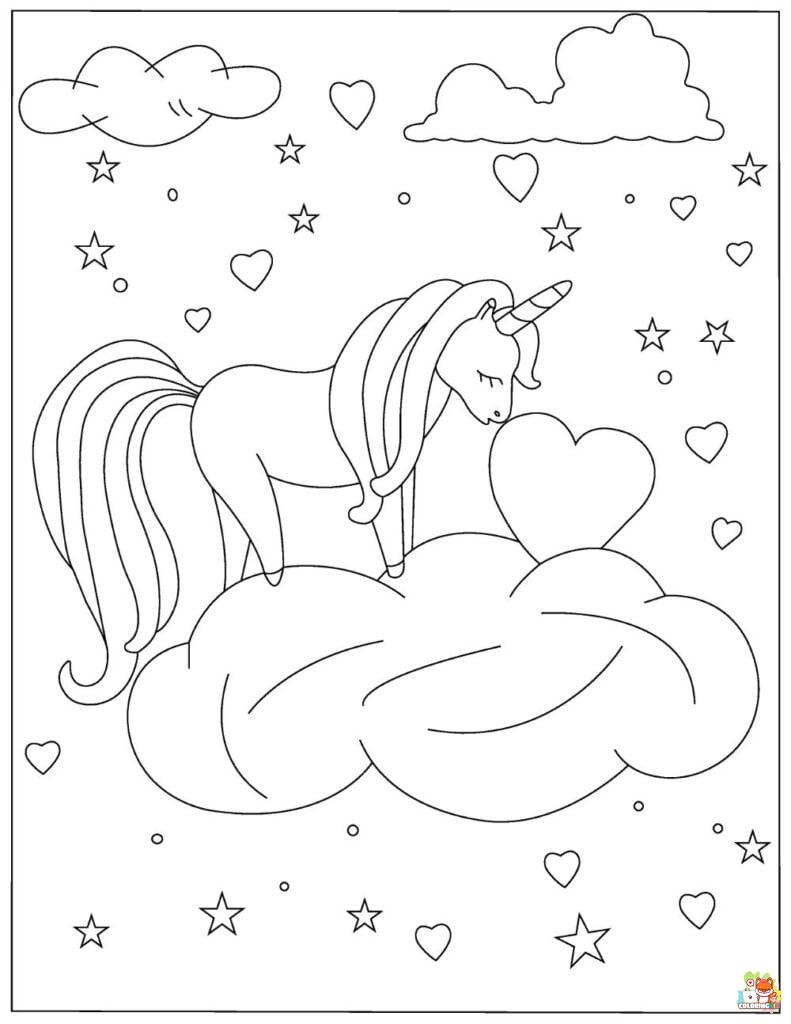 Baby Unicorn In Magical Sky Coloring Pages 13