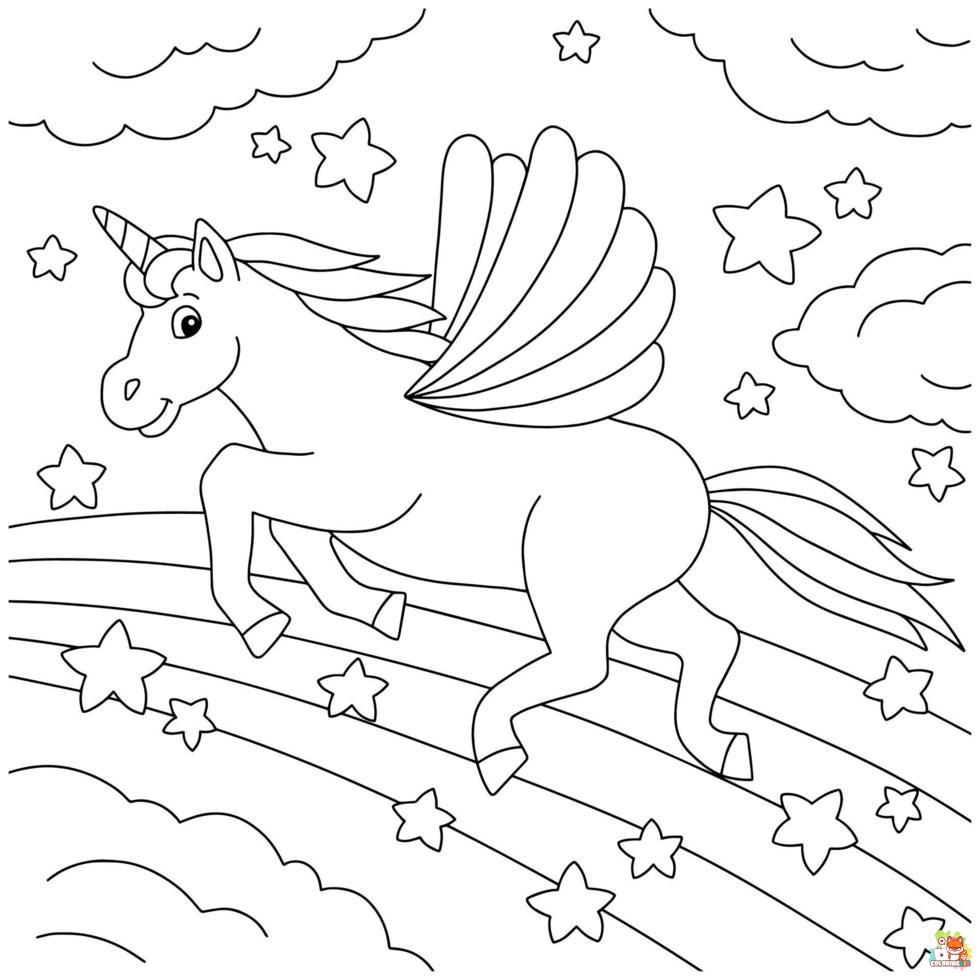 Baby Unicorn In Magical Sky Coloring Pages 9