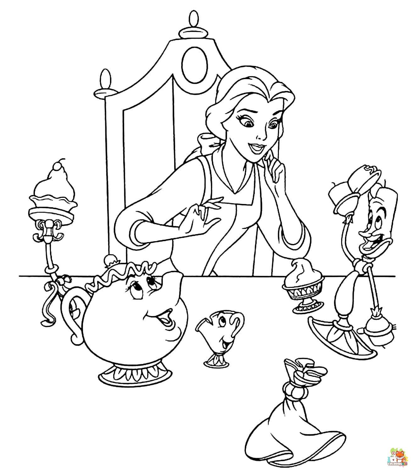 Belle And Lumiere coloring pages 2
