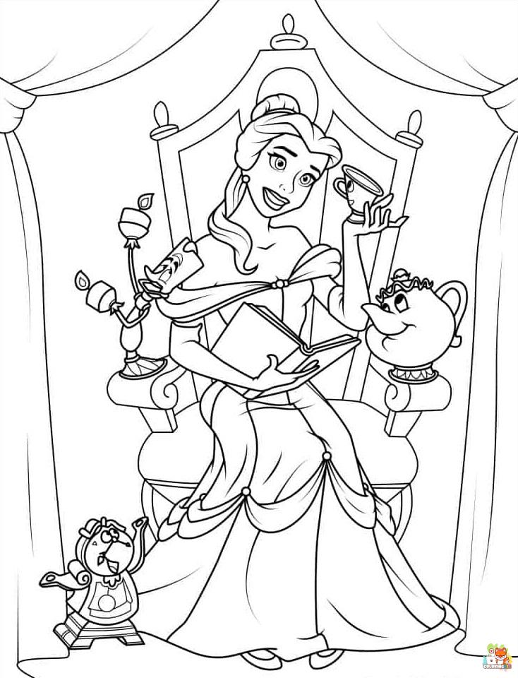 Belle With Her Friends Coloring Pages 5