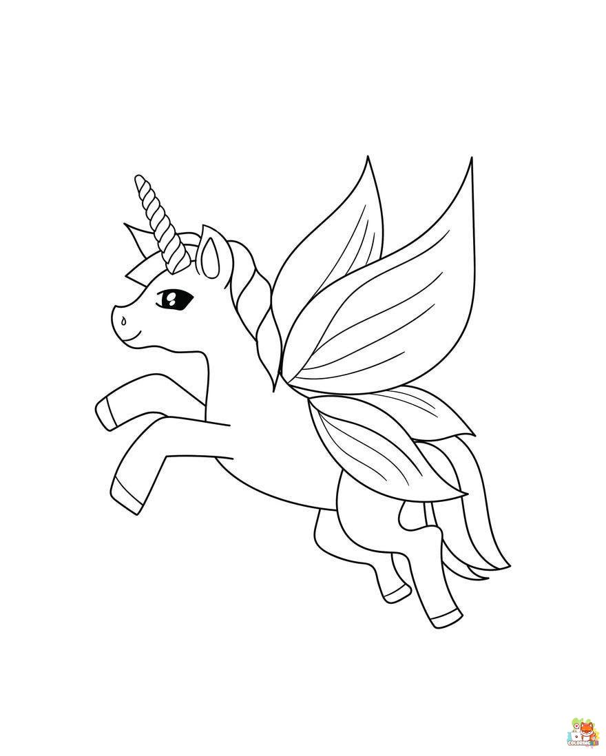 Butterfly Winged Unicorn Coloring Pages 2