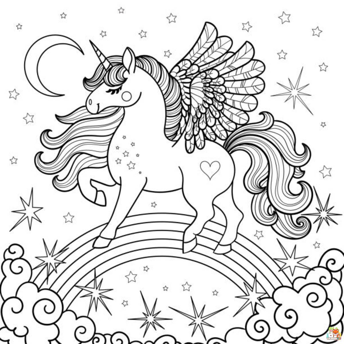 Butterfly Winged Unicorn Coloring Pages 3