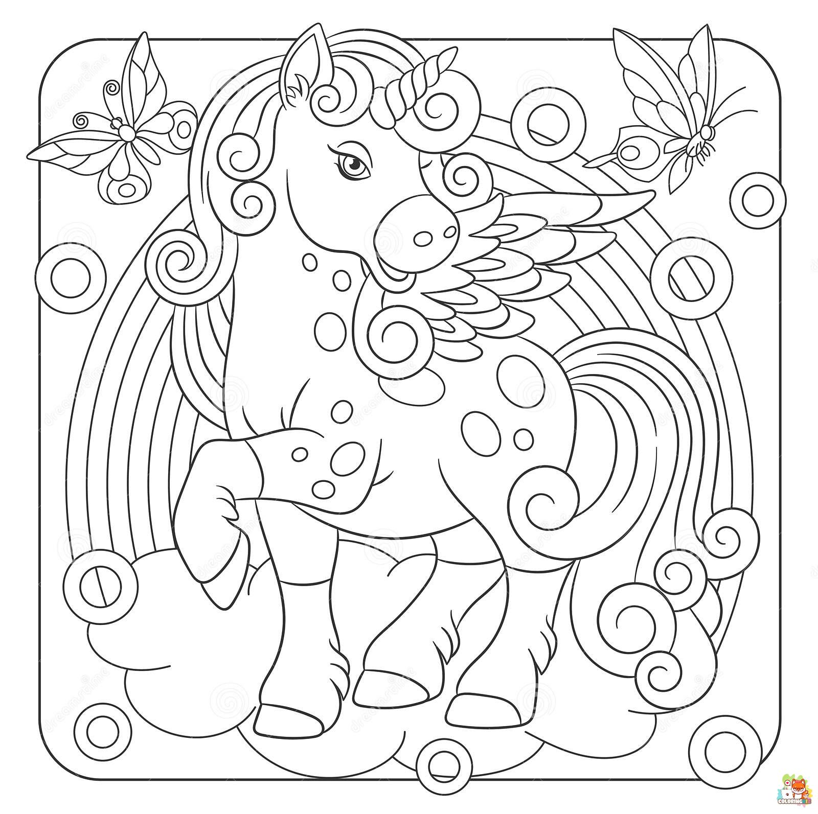 Butterfly Winged Unicorn Coloring Pages 5