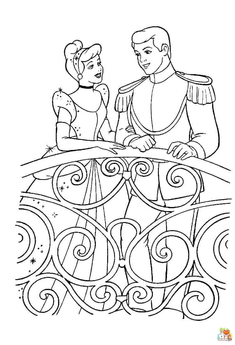 Cinderella with Prince Charming Coloring Pages 5