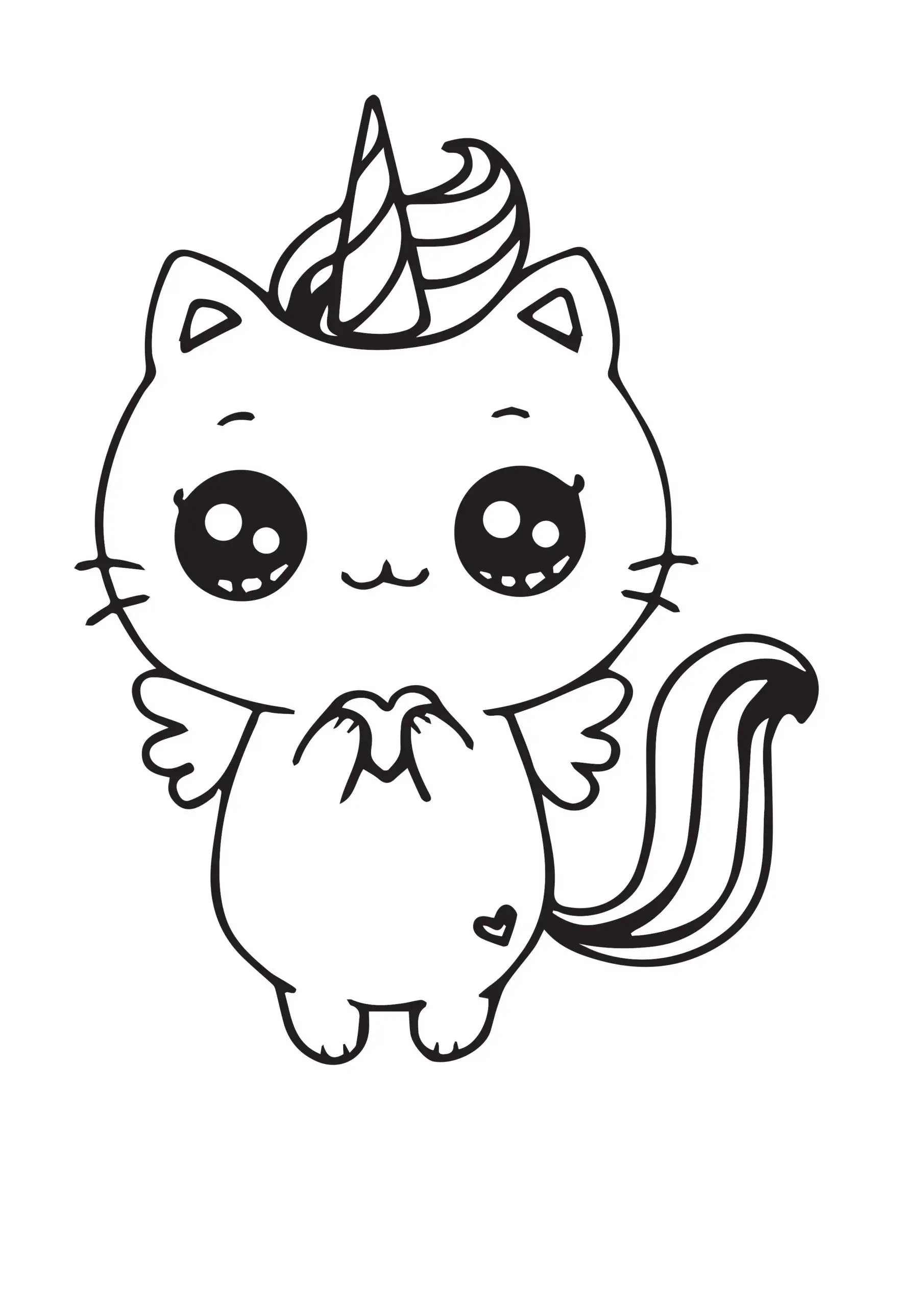 Cute Cat Unicorn Coloring Pages 1