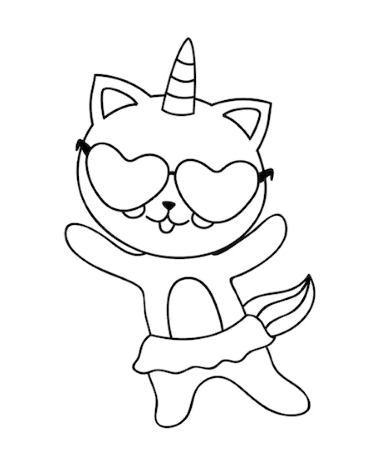 Cute Cat Unicorn Coloring Pages 3