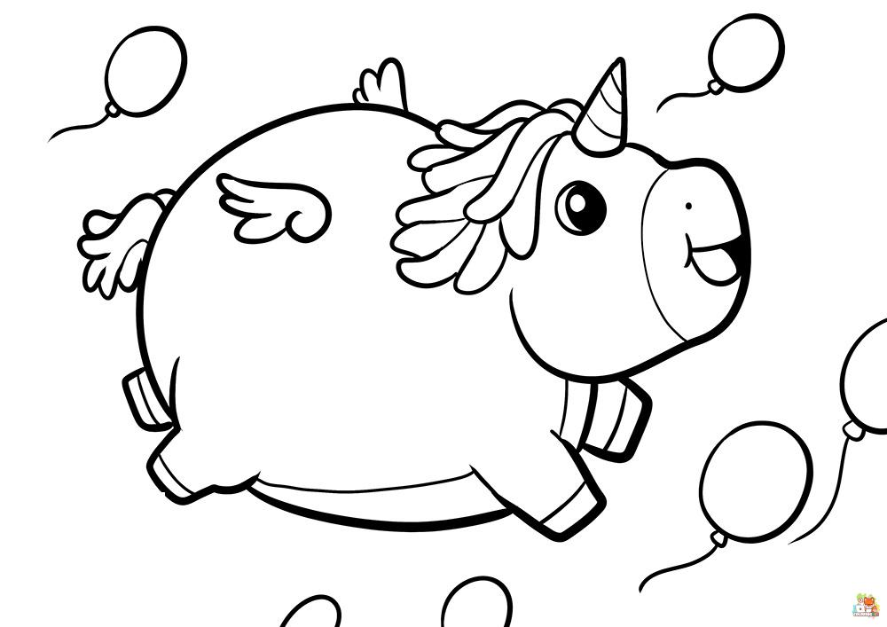 Cute Fat Unicorn Coloring Pages 10