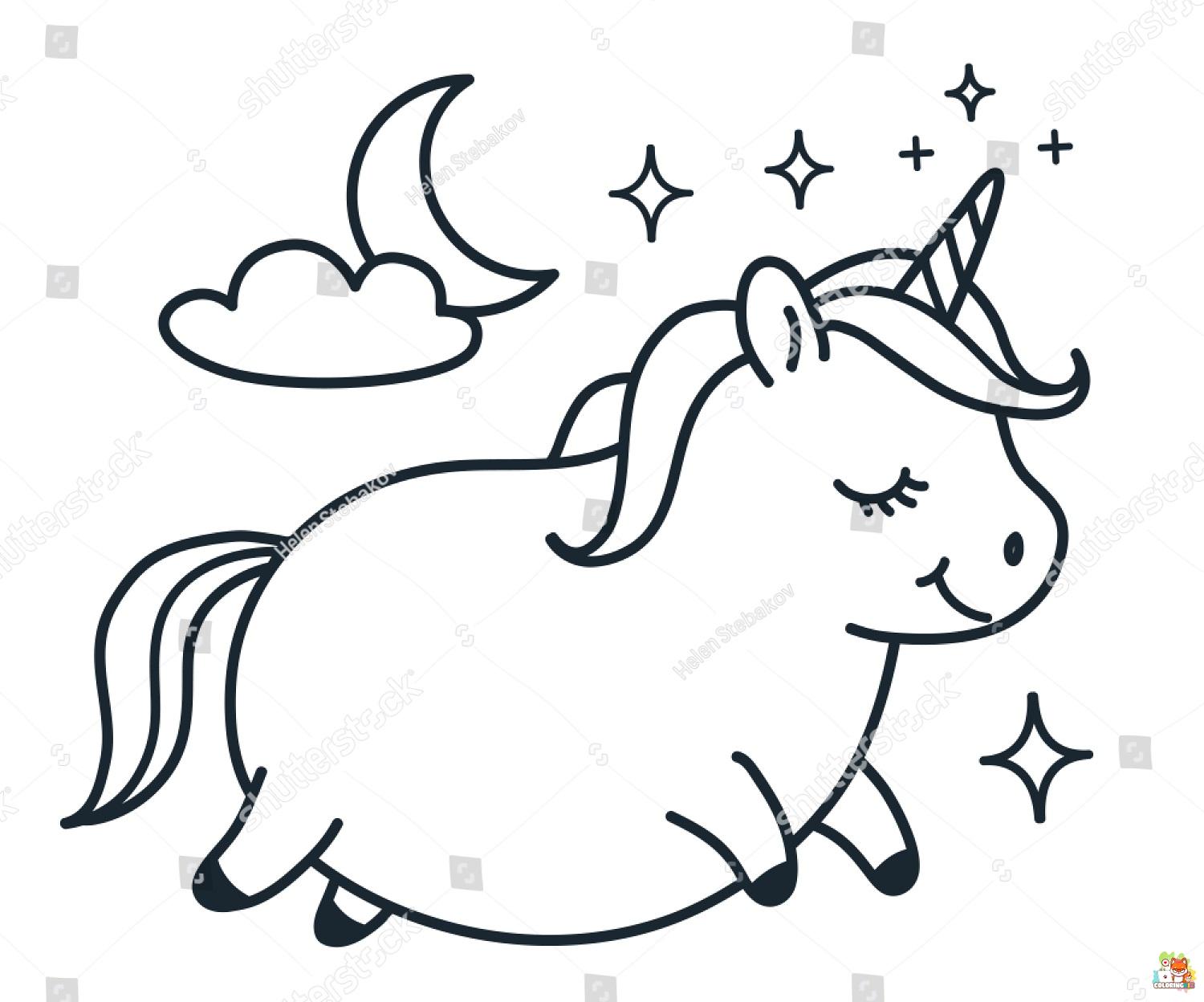 Cute Fat Unicorn Coloring Pages 13