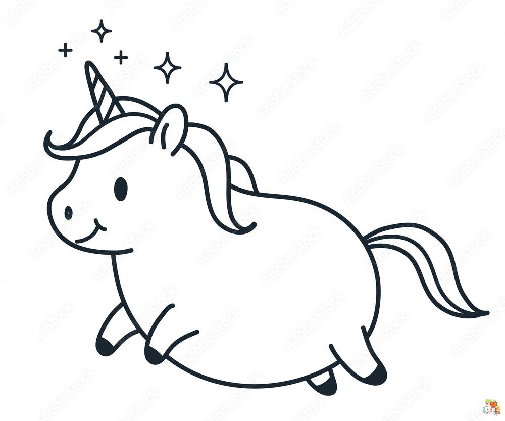 Cute Fat Unicorn Coloring Pages 16