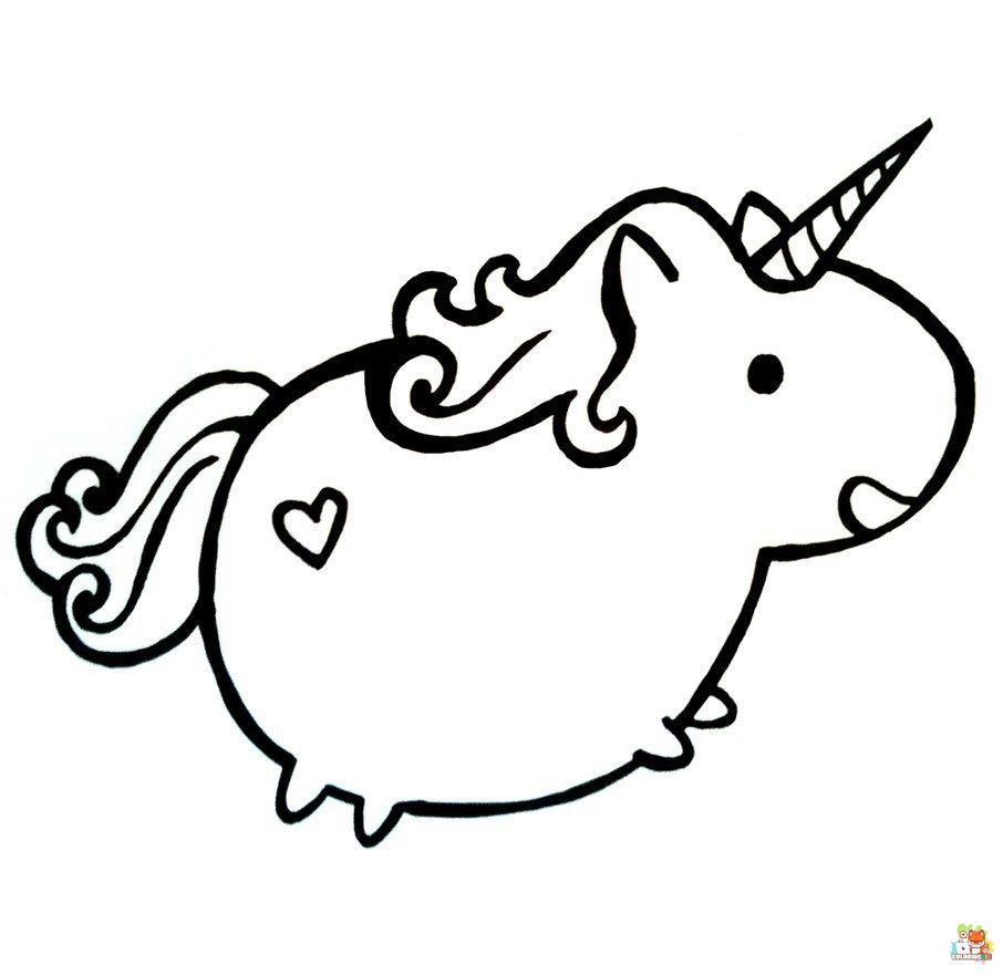 Cute Fat Unicorn Coloring Pages 2