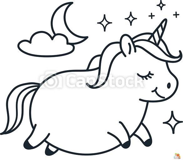 Cute Fat Unicorn Coloring Pages 6