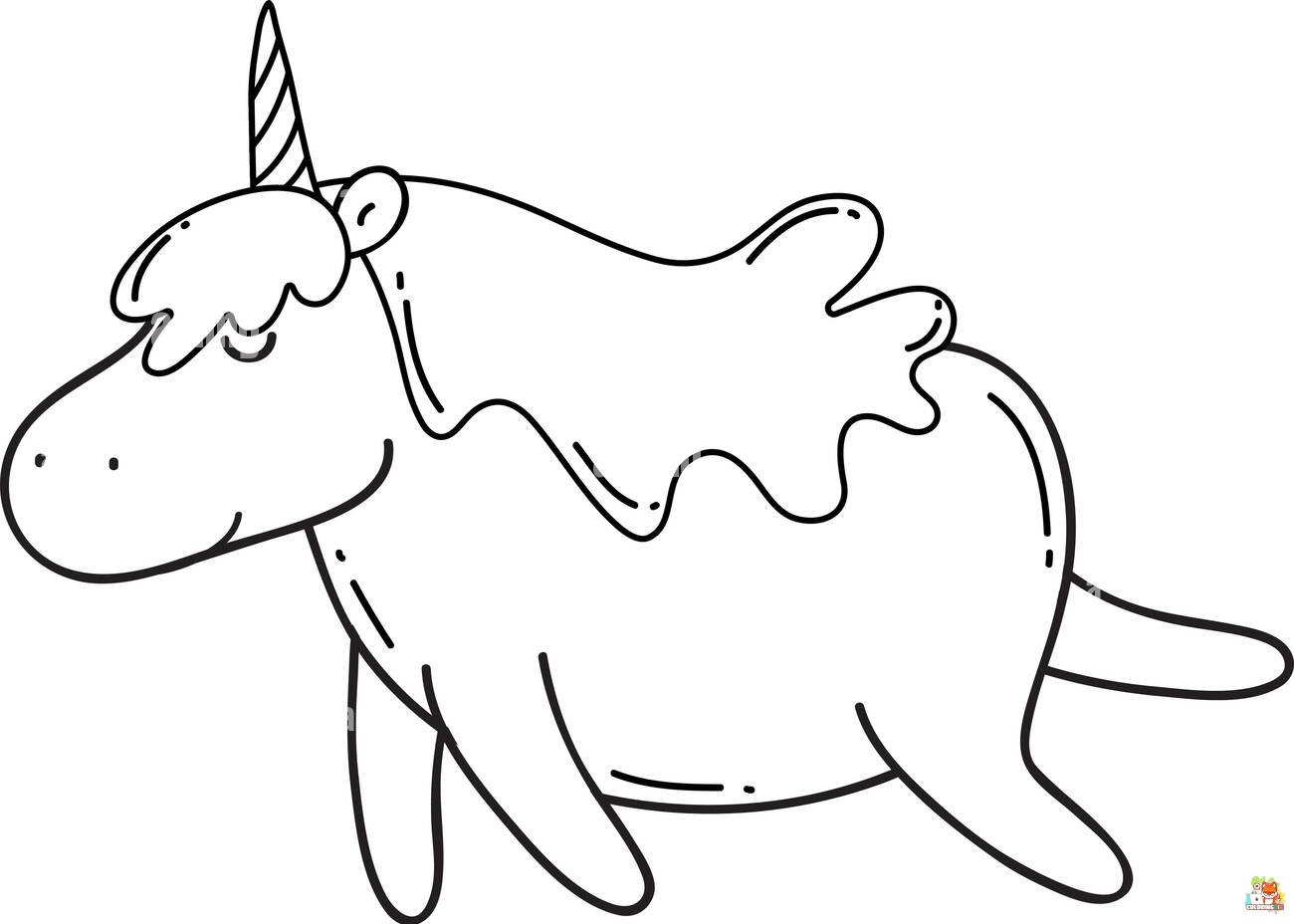 Cute Fat Unicorn Coloring Pages 7