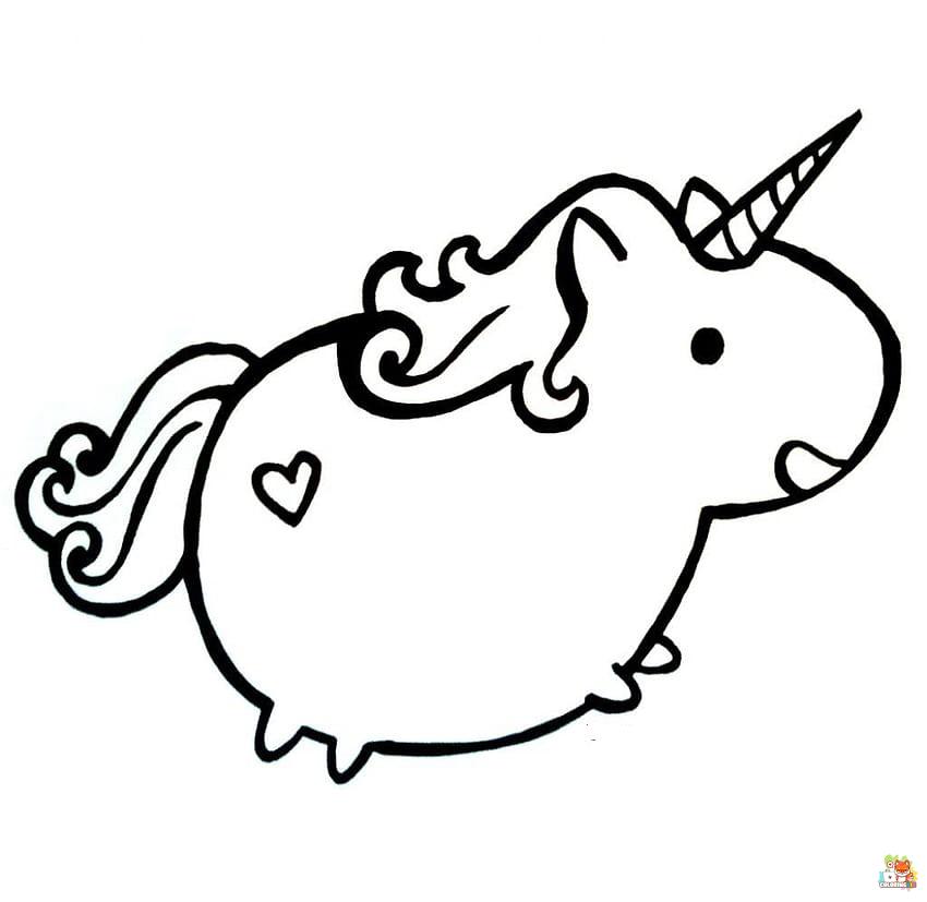 Cute Fat Unicorn Coloring Pages 8