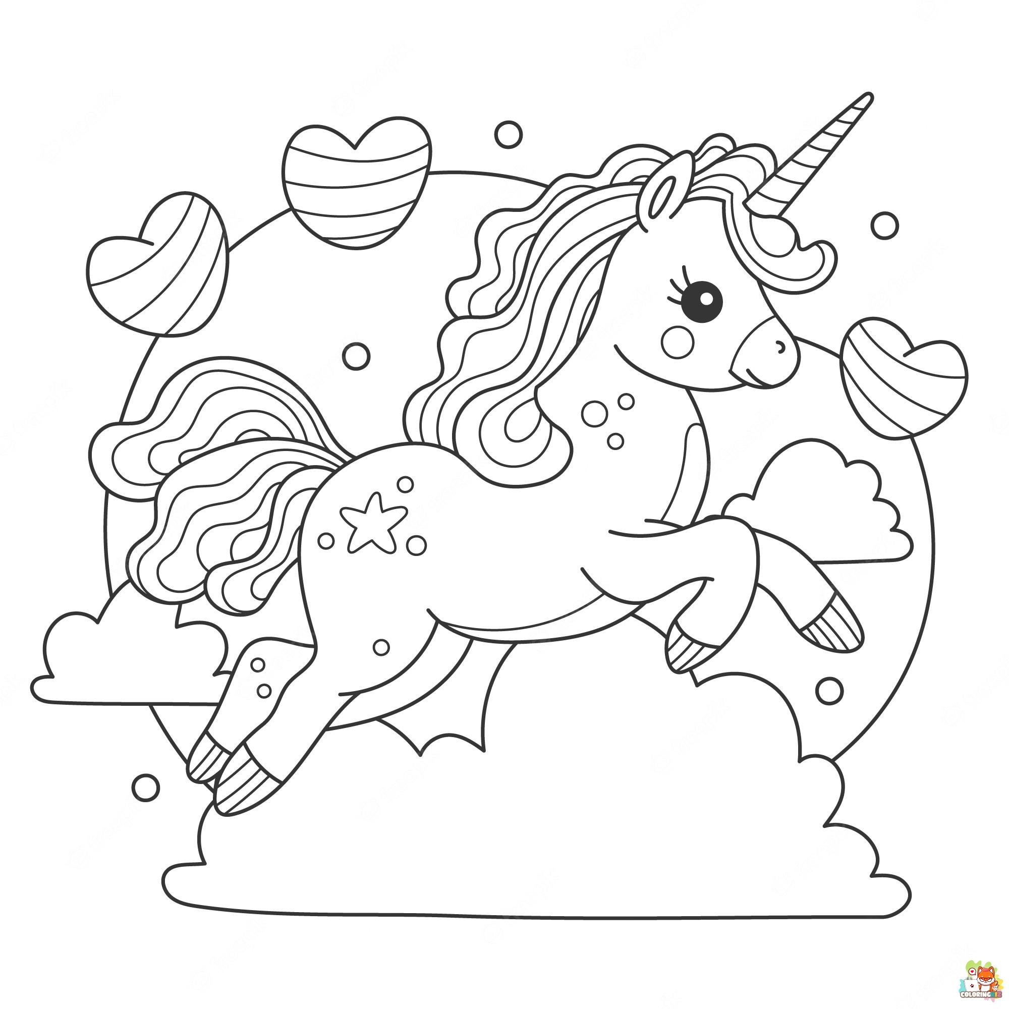 Cute Unicorn Coloring Pages 2