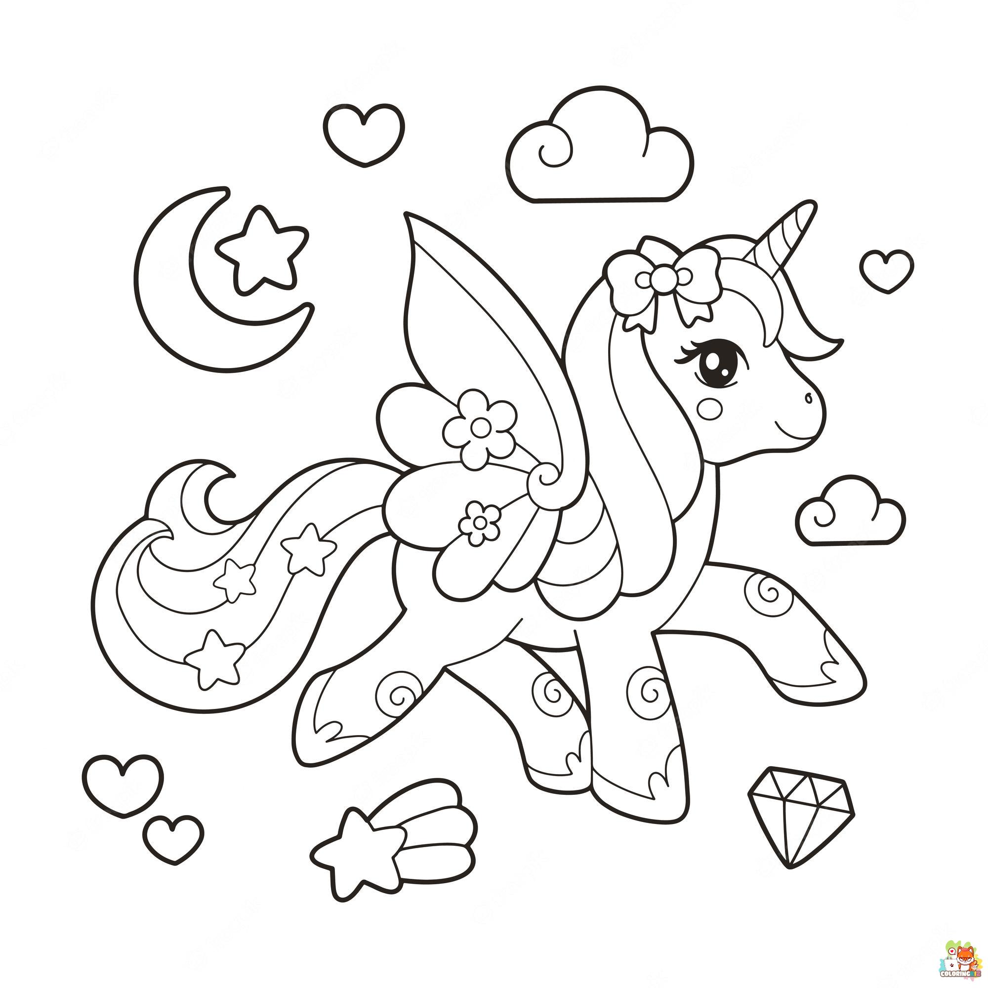 Cute Unicorn Coloring Pages 3