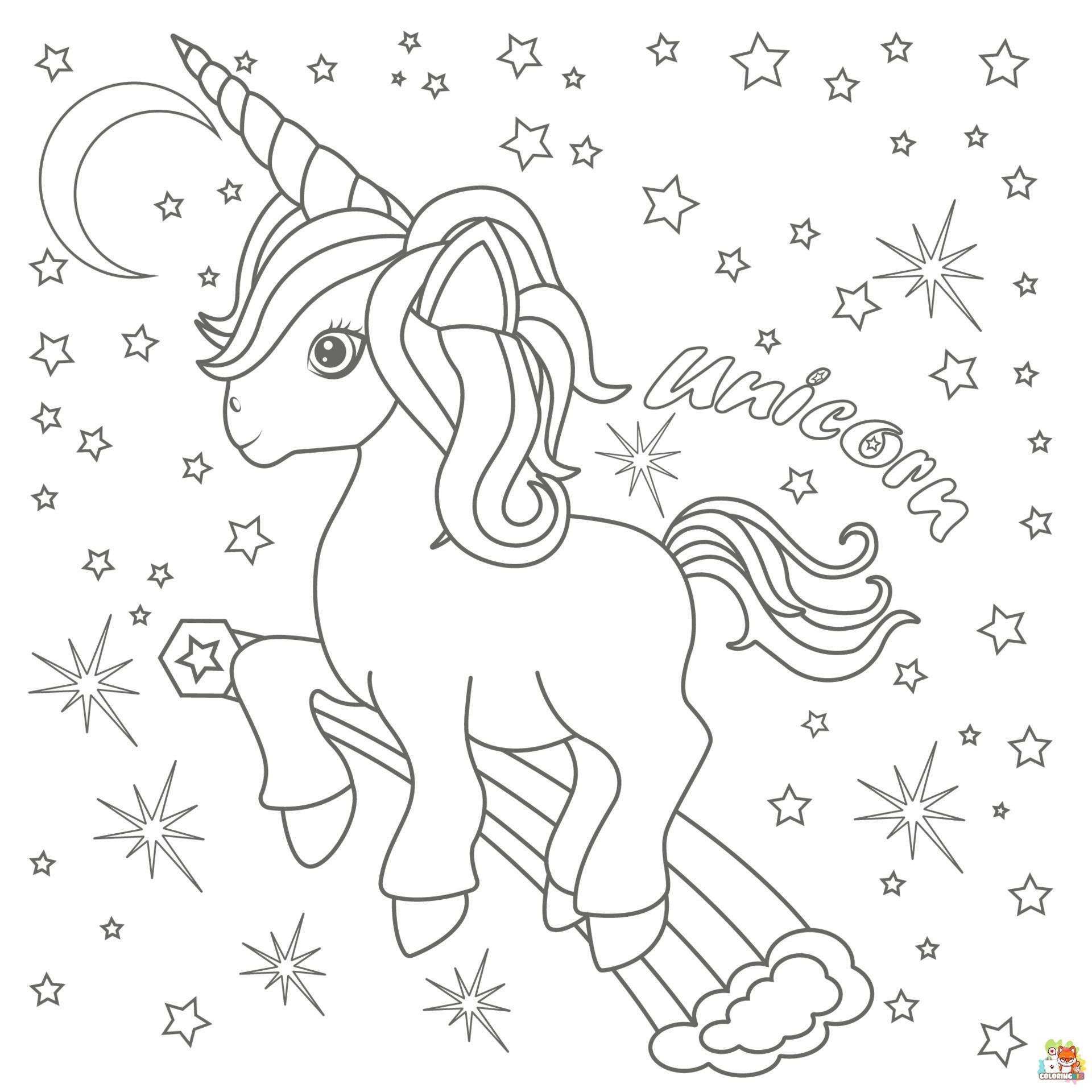 Cute Unicorn Coloring Pages 4