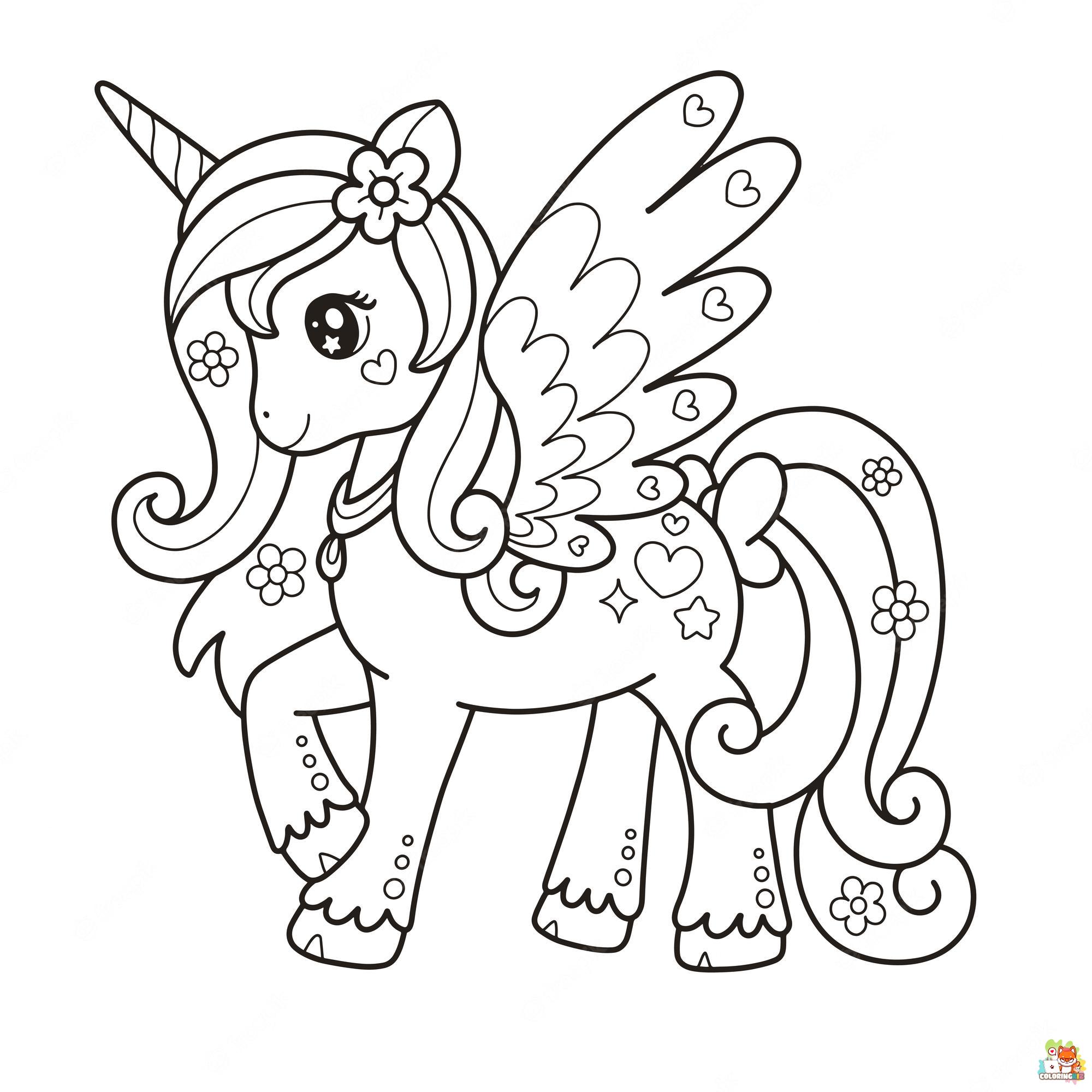 Cute Unicorn Coloring Pages 7