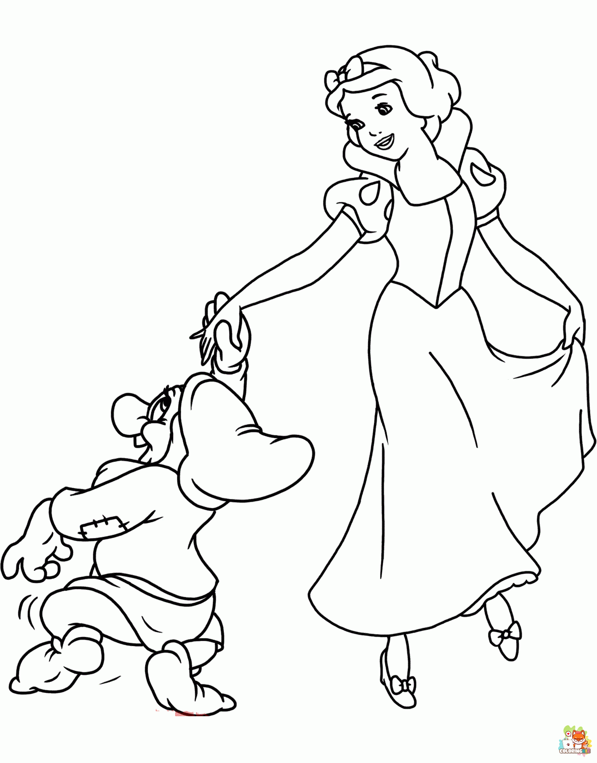 Dancing Snow White coloring pages 1
