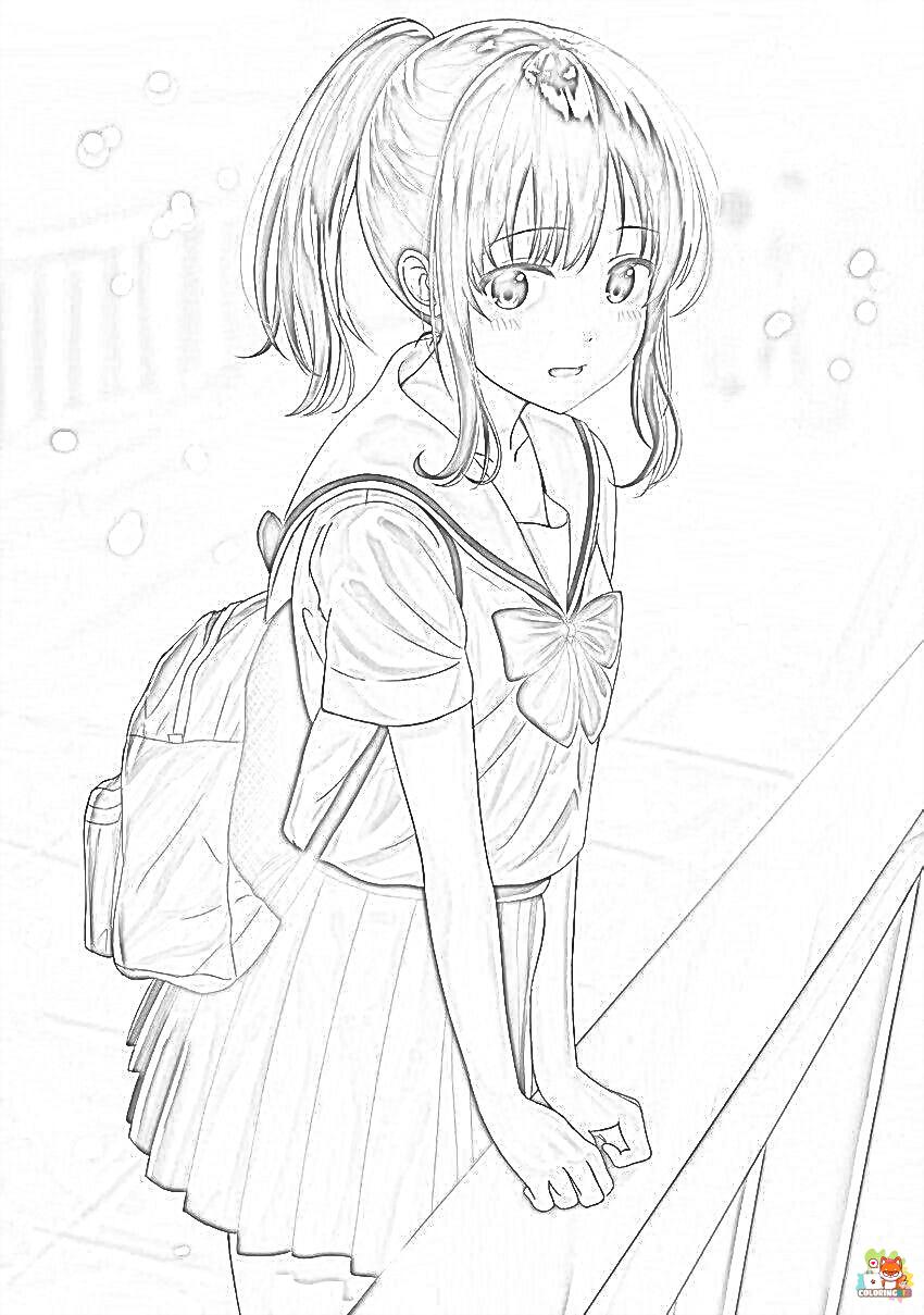 Female Anime Coloring Pages 1
