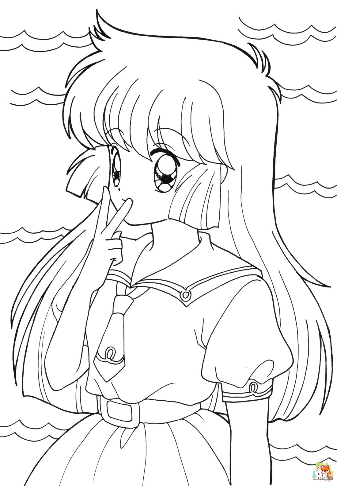 Female Anime Coloring Pages 7