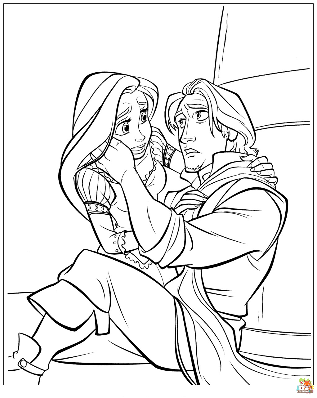 Flynn and Rapunzel Coloring Pages 1 1