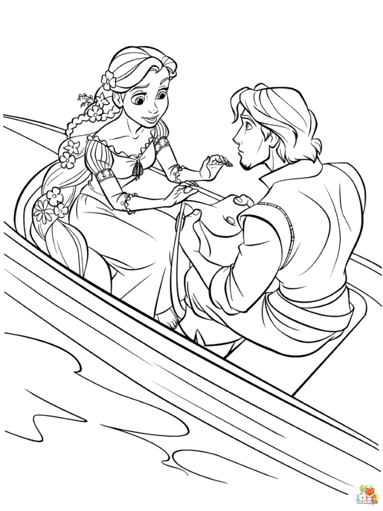 Flynn and Rapunzel Coloring Pages 2 1