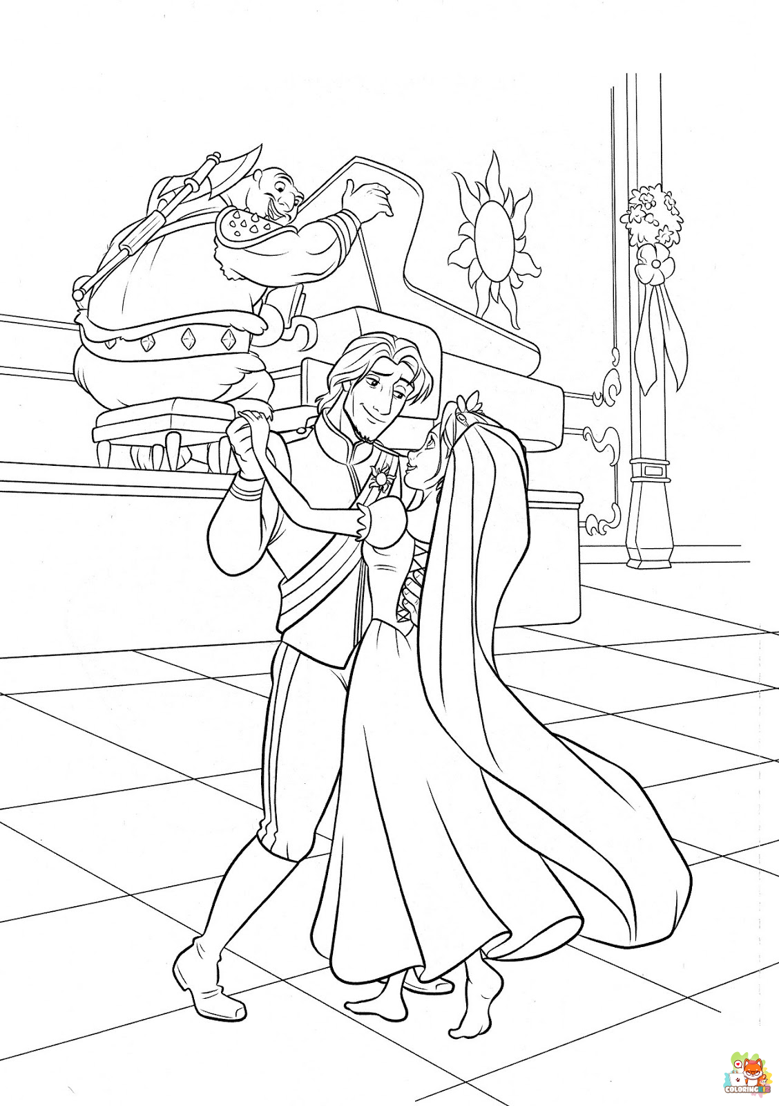 Flynn and Rapunzel Coloring Pages 3 1