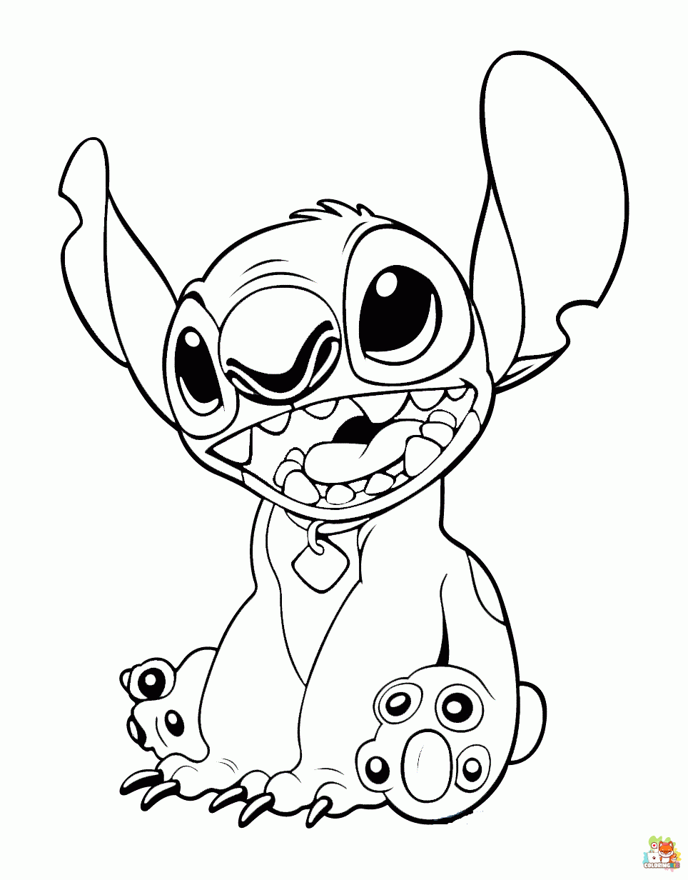Happy Stitch Coloring Pages 1