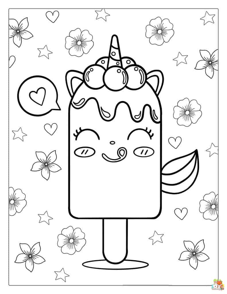 Ice Cream Unicorn Cat Coloring Pages 11