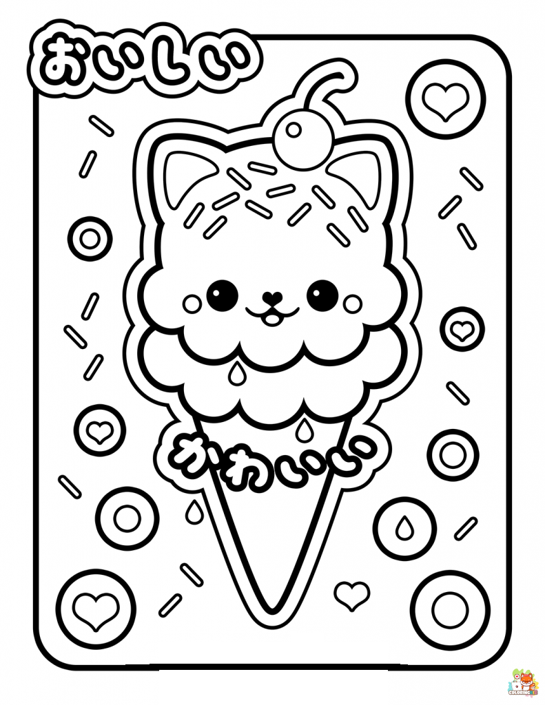 Ice Cream Unicorn Cat Coloring Pages 2