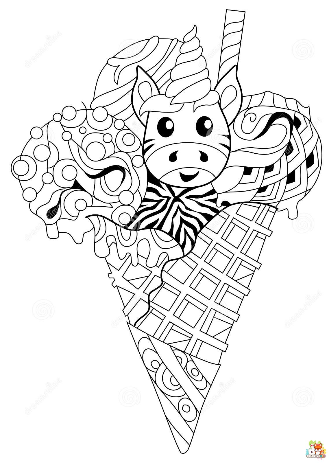 Ice Cream Unicorn Cat Coloring Pages 5