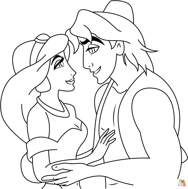 Jasmine and Aladdin Coloring Pages 5