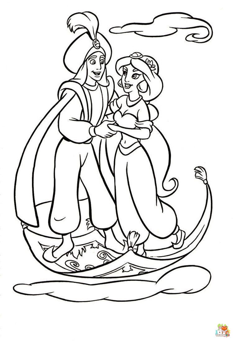 Jasmine and Aladdin Coloring Pages 6