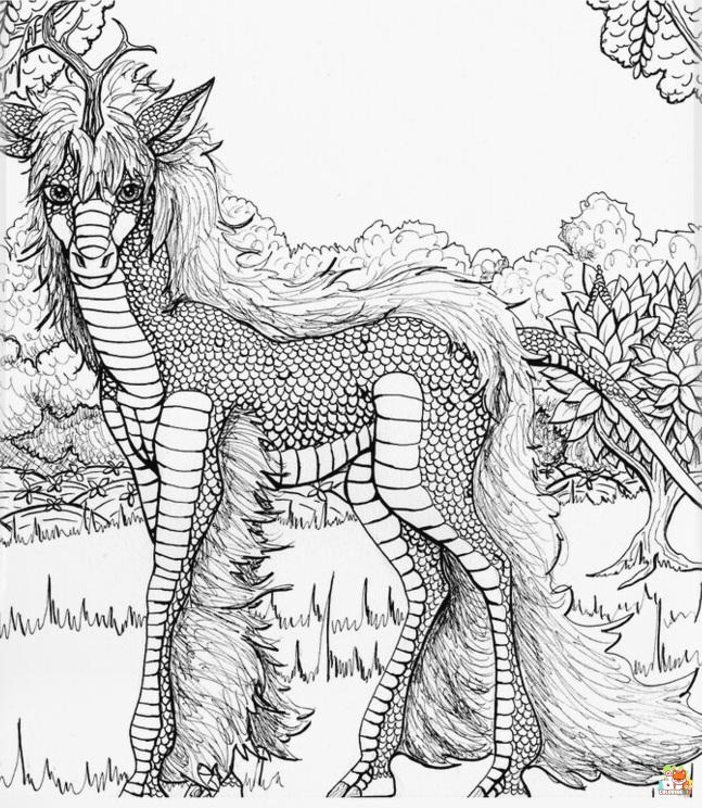 Kirin Chinese Unicorn Coloring Pages 6