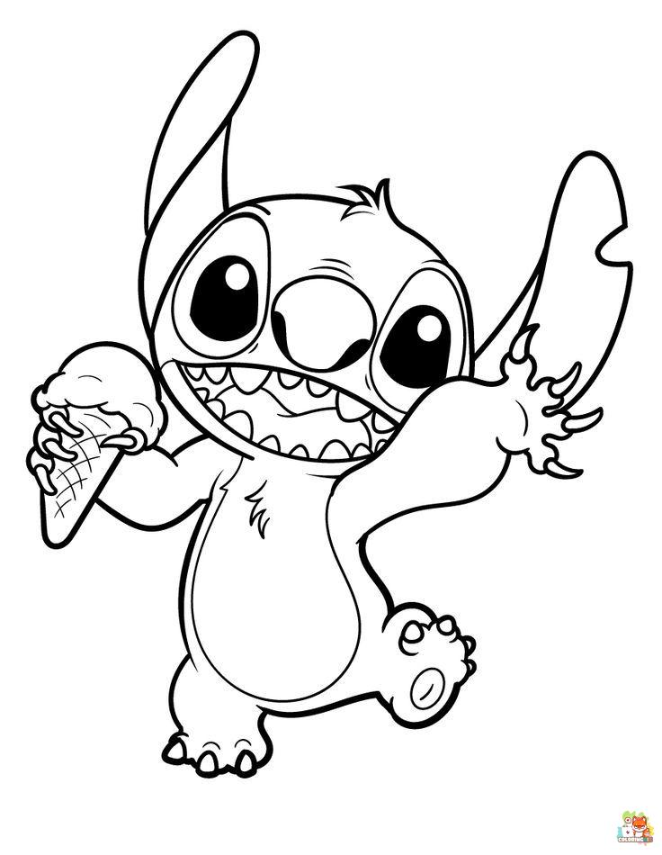 Lilo And Stitch Eating Ice Cream Coloring Pages 1
