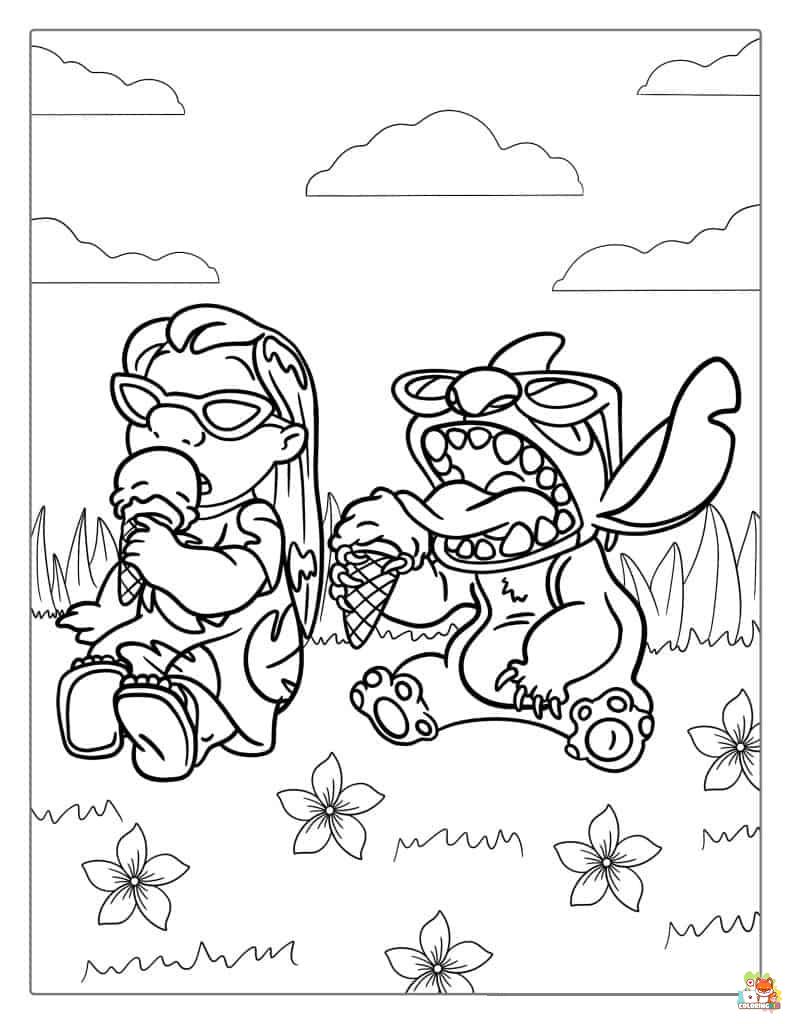 Lilo And Stitch Eating Ice Cream Coloring Pages 4