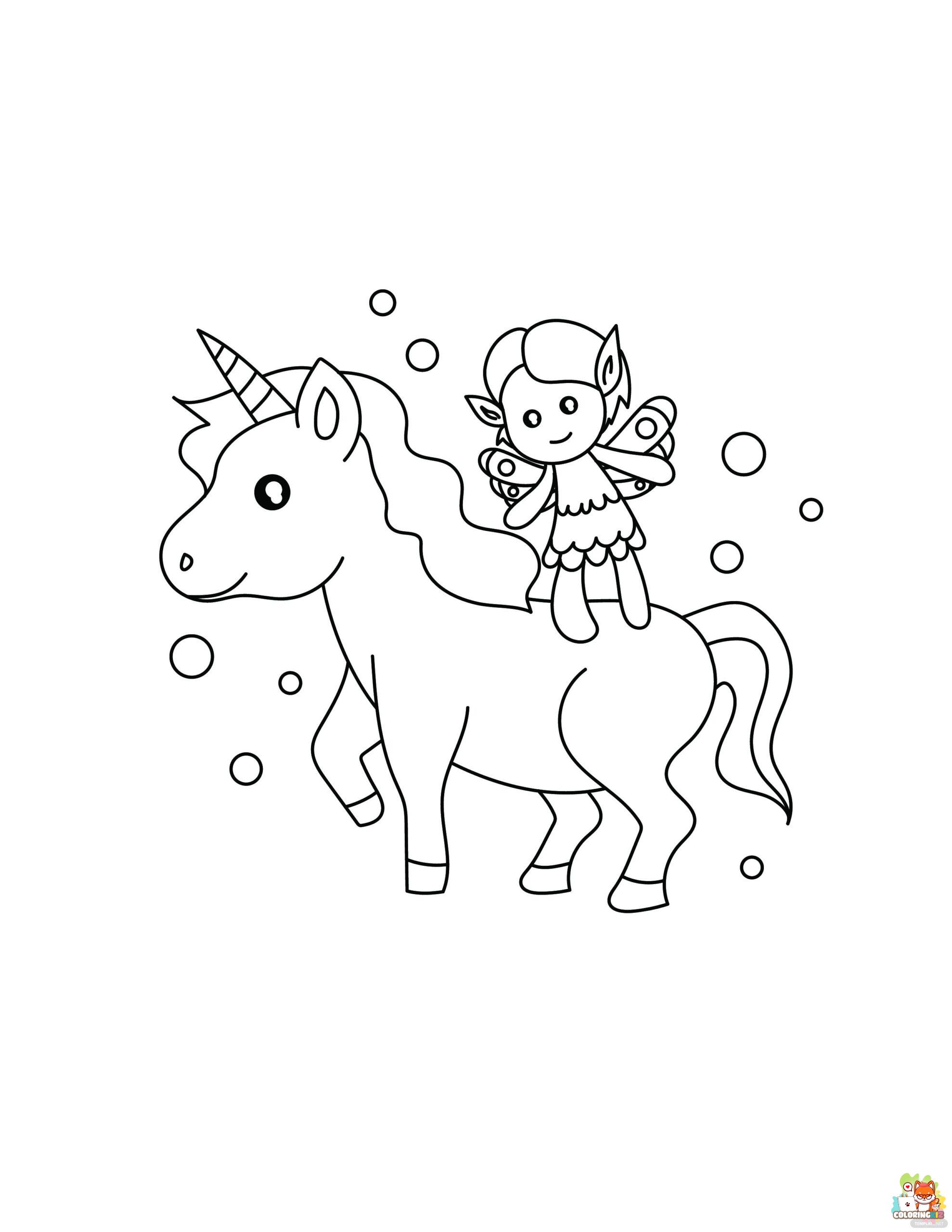 Little Girl On Unicorn Coloring Pages 3